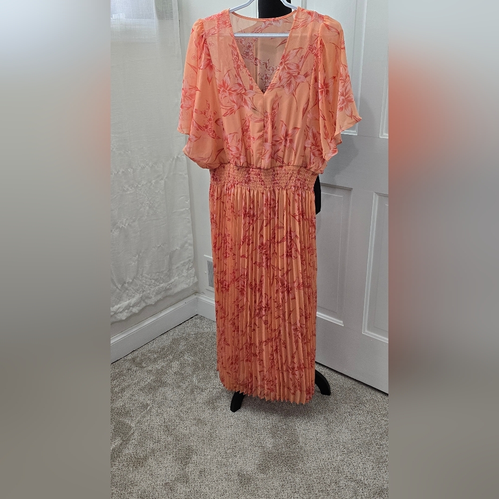 Elegant Peach Floral Dress